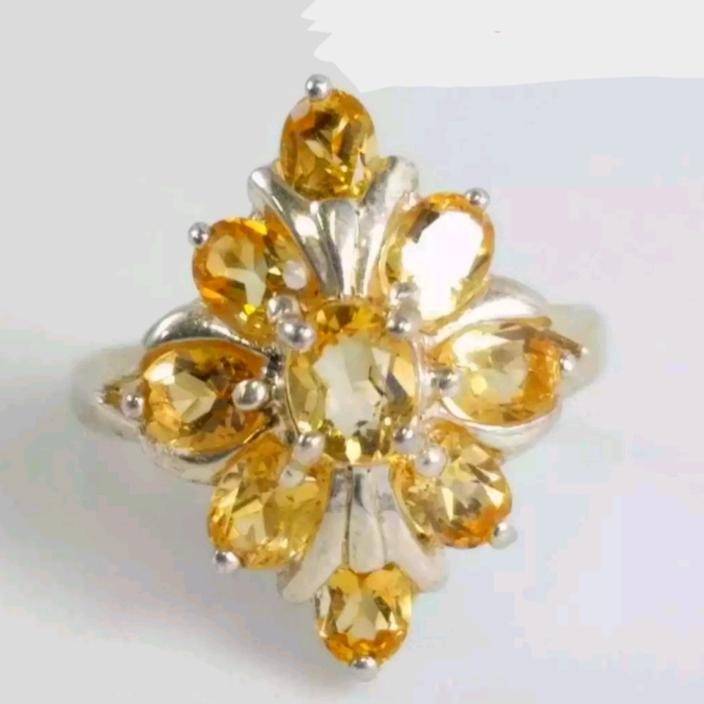 VINTAGE STERLING CITRINE RING. Estate sale piece signed CNA